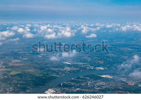 Aerial view of City and Cloud
