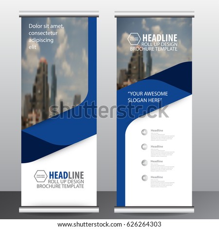 blue roll up business brochure flyer banner design vertical template vector, cover presentation abstract geometric background, modern publication x-banner and flag-banner,carpet design Royalty-Free Stock Photo #626264303