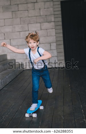 Little boy skate on the skateboard