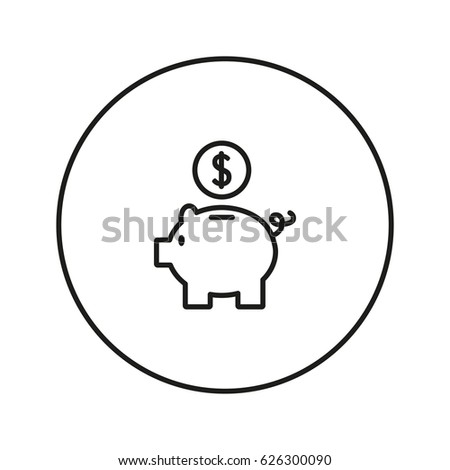 Piggy Bank. Icon for web and mobile application. Vector illustration on a white background. Line design style.