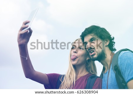 Photo Gradient Style with Couple taking a wacky selfie tongue out