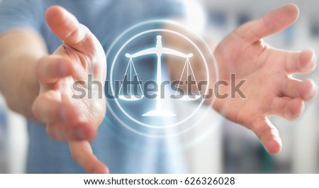 Businessman on blurred background using law protection right 3D rendering