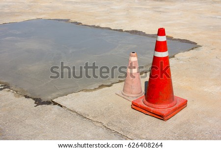 Traffic cone on under construction place