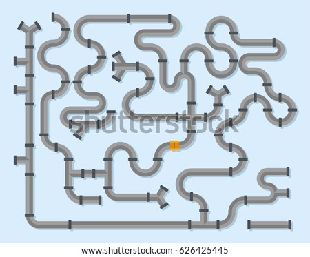 Vector illustration of pipes system concept on a blue background