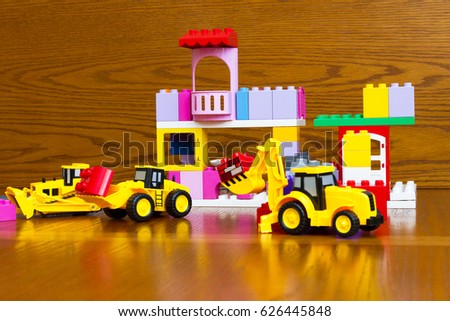 Children's construction machinery at the construction site