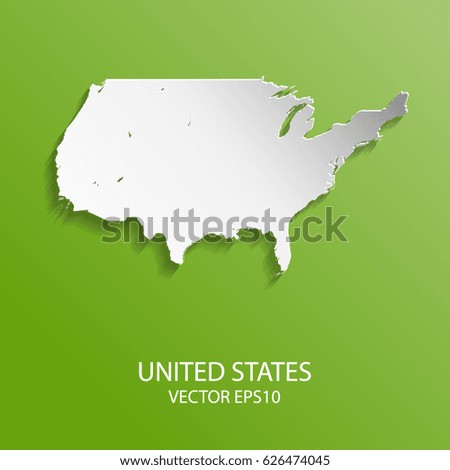 Vector paper cutting map green background of United states, Vector illustration eps 10.