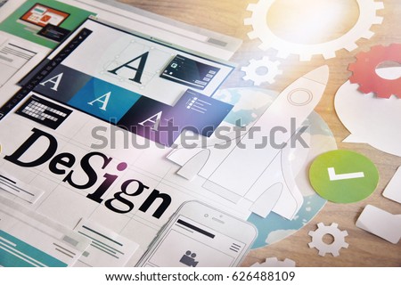 Design services. Concept for different categories of design, graphic and web design, logo, stationary and product design, company identity, branding, marketing material, mobile app, social media.