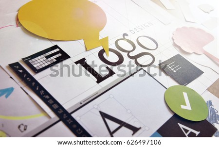 Logo design concept for graphic designers and design agencies services. Concept for web banners, internet marketing, printed material, presentation templates.