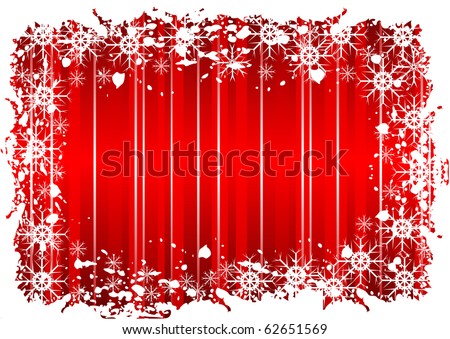 A grunge christmas frame with snowflakes on a blue background with grunge border