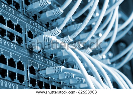 network cables connected to switches Royalty-Free Stock Photo #62653903