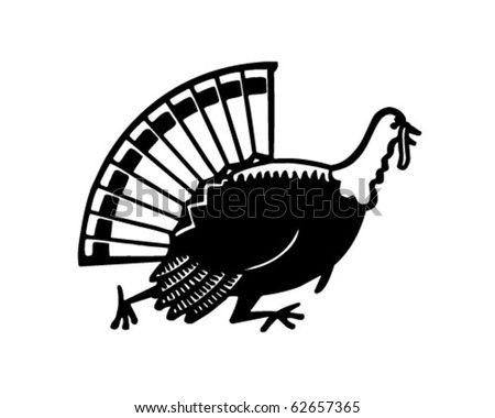 Turkey Running - Retro Clipart Illustration