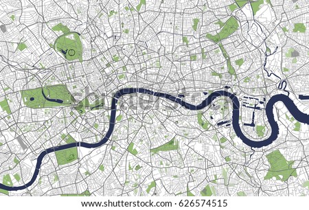vector map of the city of London, Great Britain Royalty-Free Stock Photo #626574515