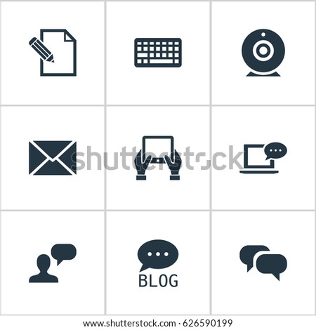 Vector Illustration Set Of Simple User Icons. Elements Keypad, Broadcast, Site And Other Synonyms Web, Coming And Conversation.