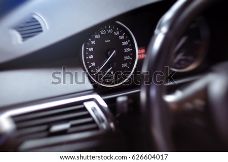 Car speedometer with information display 