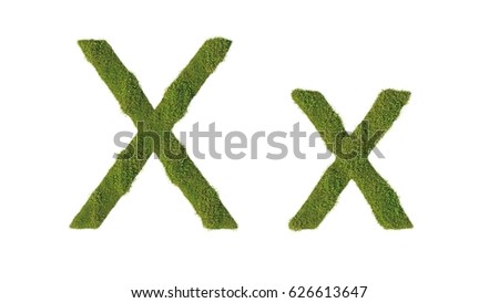 Letters . Alphabet Set of Green Grass