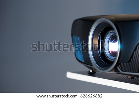 Closeup of projector for cinema and presentation