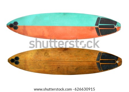  Vintage surfboard isolated on white - Retro styles 60's Royalty-Free Stock Photo #626630915