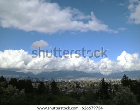 Great views of the city of Vancouver from Queen Elizabeth Park in springtime