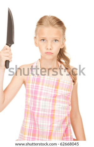picture of little housewife with big knife