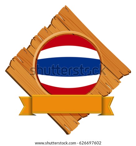 Flag of Thailand on wooden board illustration