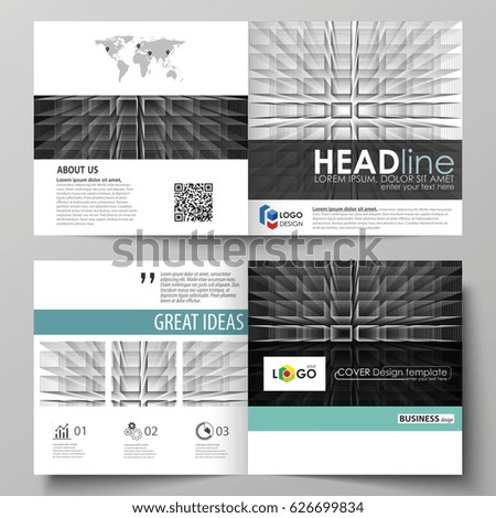 Business templates for square design bi fold brochure, magazine, flyer. Leaflet cover, vector layout. Abstract infinity background, 3d structure, rectangles forming illusion of depth and perspective.