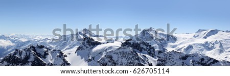 Alps Mountain panorama on the Titlis, Switzerland (large stitched file) Royalty-Free Stock Photo #626705114