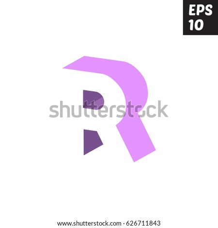 Initial letter R lowercase logo design template block violet purple 