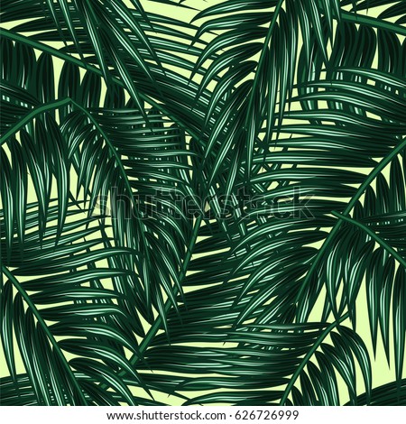 Tropical palm leaf, jungle, leaves seamless vector floral pattern background