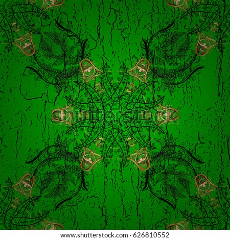 Oriental classic golden pattern. Vector abstract background with repeating elements. Green on background.