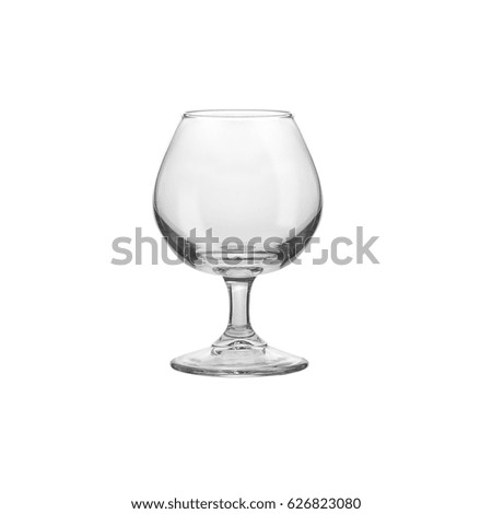 Empty clear glass beaker for drinks. Isolated on white background.