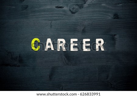 wooden word career on background business concept