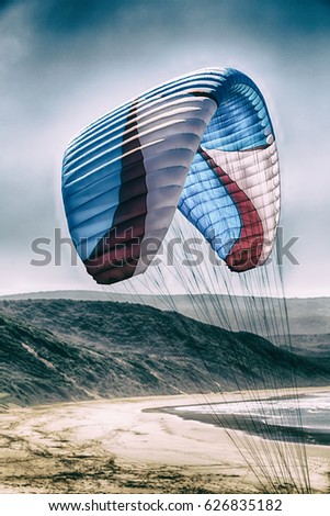 kite surfing colors in the sky background