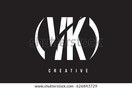 VK V K White Letter Logo Design with White Background Vector Illustration Template.