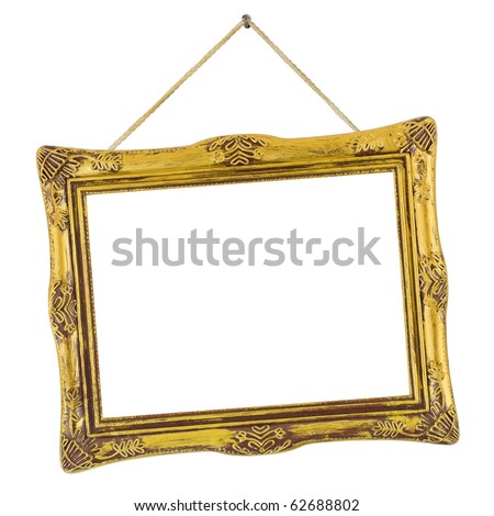 Retro frame at string isolated on white background