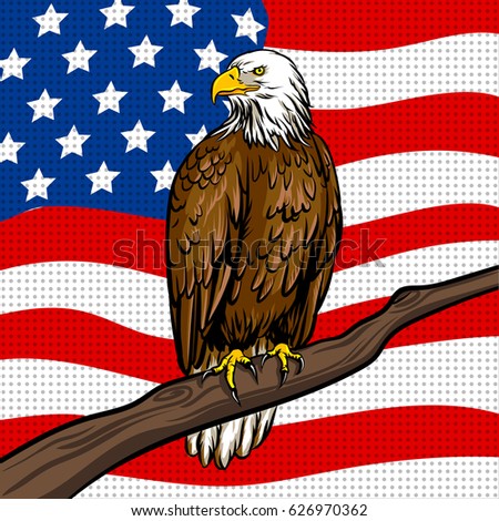 American eagle pop art retro vector illustration. Comic book style imitation.