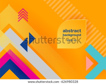 Vector abstract background texture design, bright poster, banner yellow background, pink and blue stripes and shapes. Royalty-Free Stock Photo #626980328