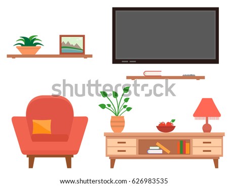 isolated furniture set for living room interior