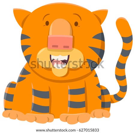 Cartoon Illustration of Tiger Wild Cat Animal Character
