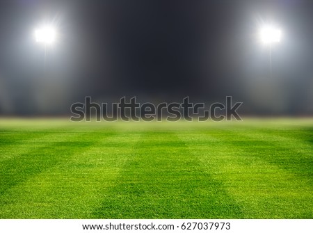 soccer field in night with spotlight