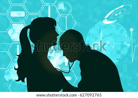 Vector illustration medicine theme on blue background