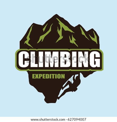 Climbing Extreme Rock Mountain Logo Design Template