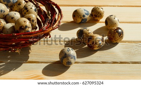 Picture of basket with quail eggs and spikelets