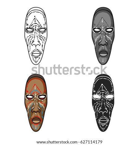 African mask icon in cartoon style isolated on white background. Museum symbol stock vector illustration.
