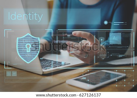 Data Security system Shield Protection Verification Royalty-Free Stock Photo #627126137