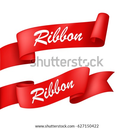 Red Ribbon banner Royalty-Free Stock Photo #627150422