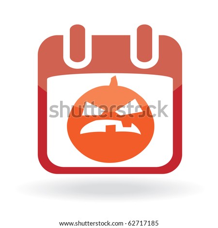 Calendar icon with  jack o' lantern. Vector illustration