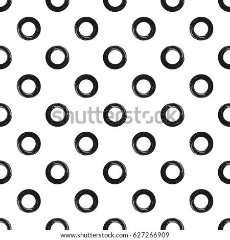 Ornament from circles painted with a rough brush. Seamless pattern with round shapes. Grunge, sketch. Vector illustration. Black, white.