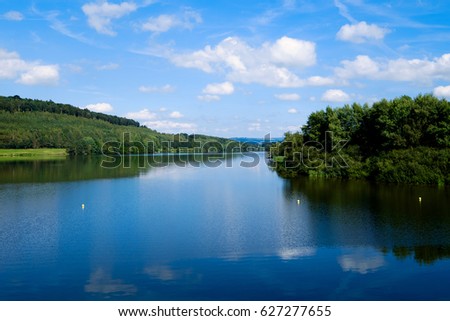 Kinzig reservoir in Hesse Royalty-Free Stock Photo #627277655