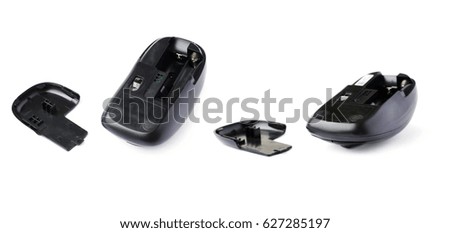 Wireless computer black mouse isolated over white background