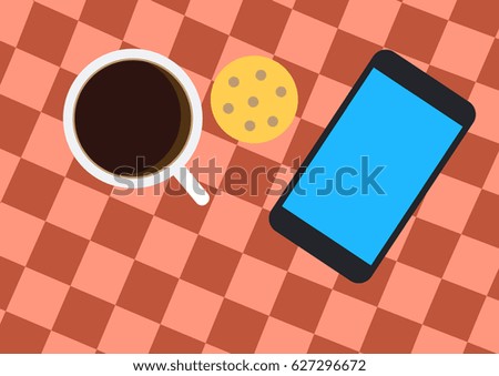 Breakfast, coffee, cookies, phone
